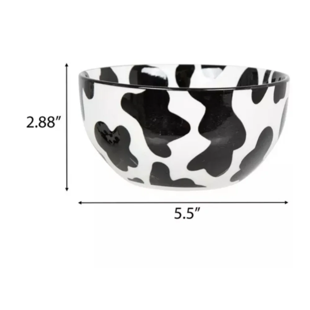 Cow Print Ceramic Bowl Set Of Four - Picture 2 of 2